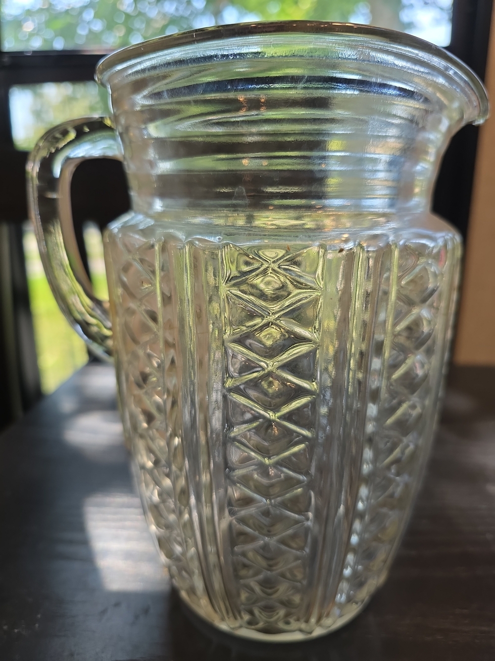 Anchor Hocking Clear Textured Glass Pitcher